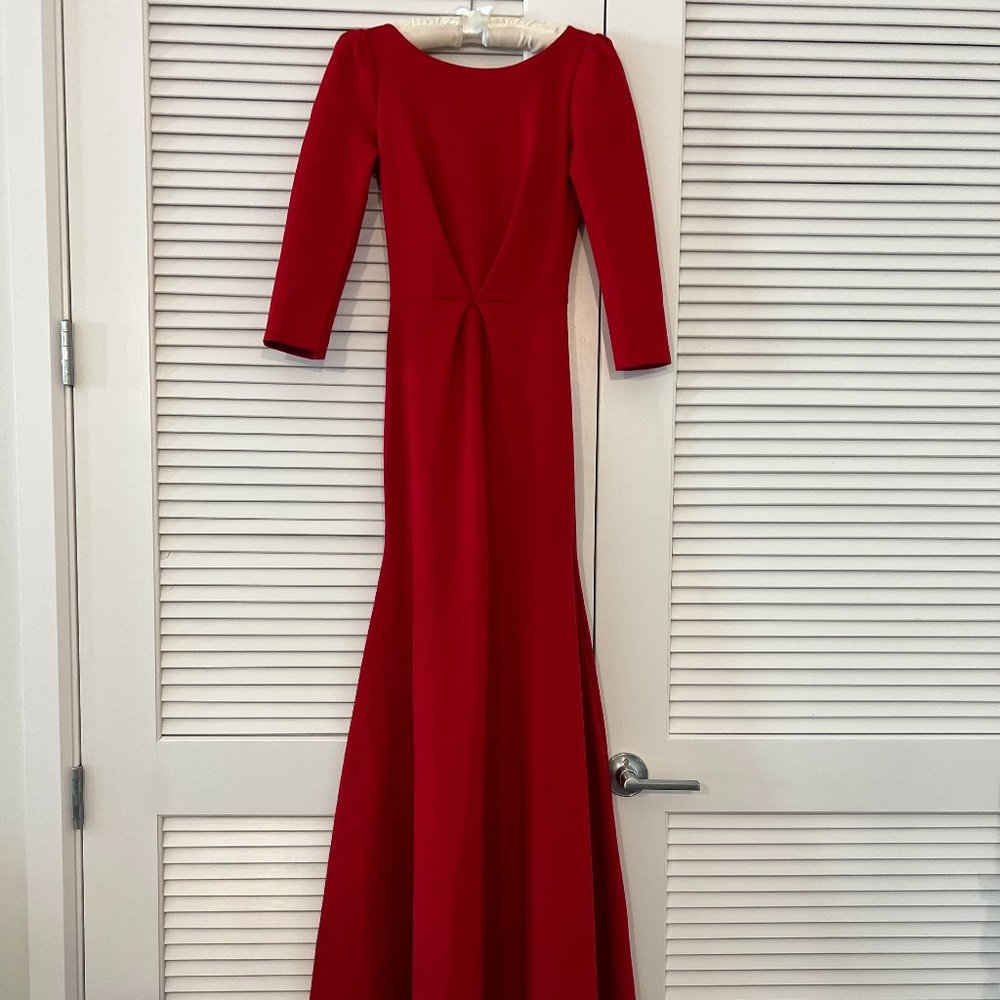 Gorgeous Evening Mermaid Long -sleeve Scarlett Red Maxi Dress.